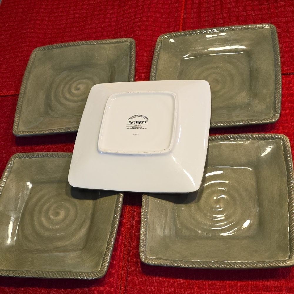 Mikasa Sage Green Square Dinner Plates Set
